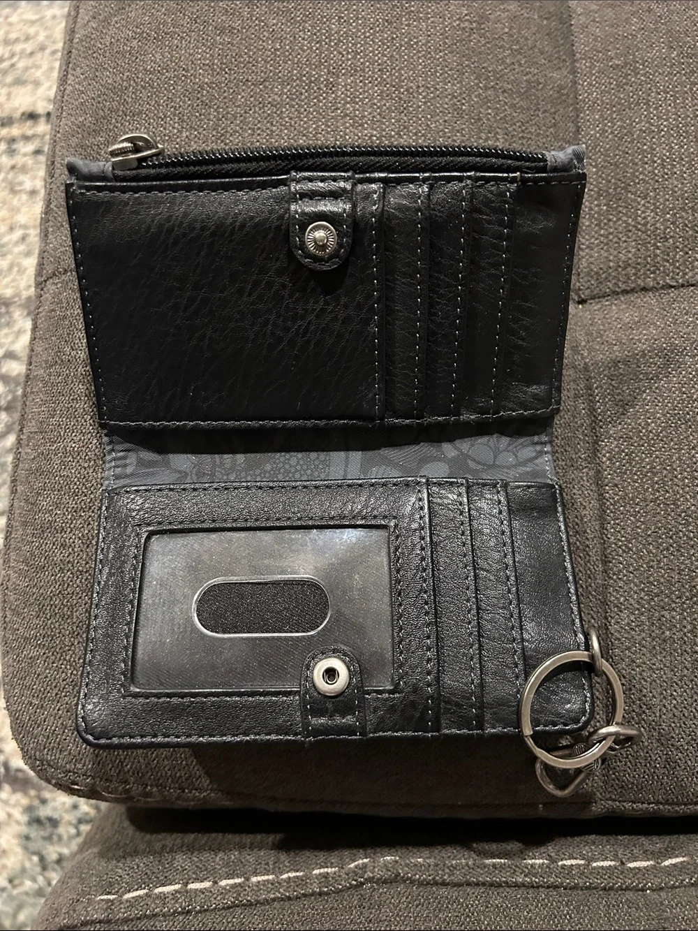 Sakroots Charcoal Floral Zip Wallet